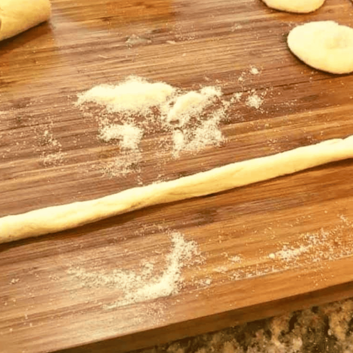 Roll dough into a long rope.