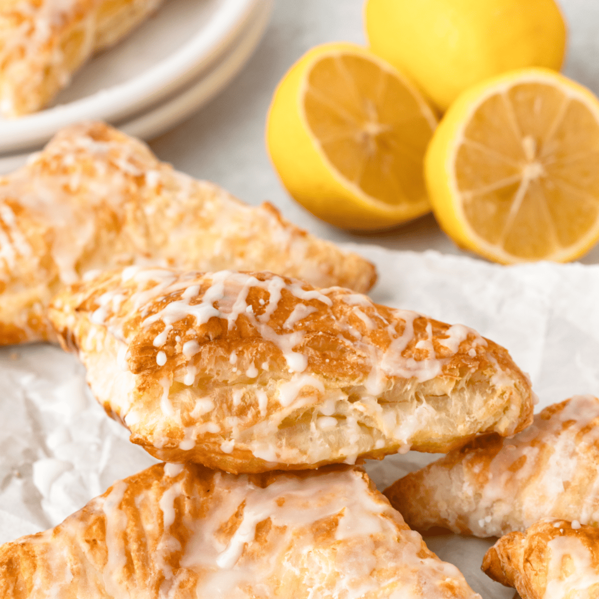 "Crispy air fryer lemon turnovers on a cooling rack, ready to serve."