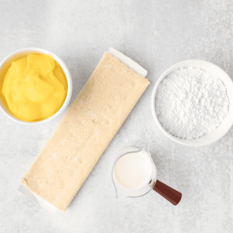 Ingredients you need for air fryer lemon turnovers on table.