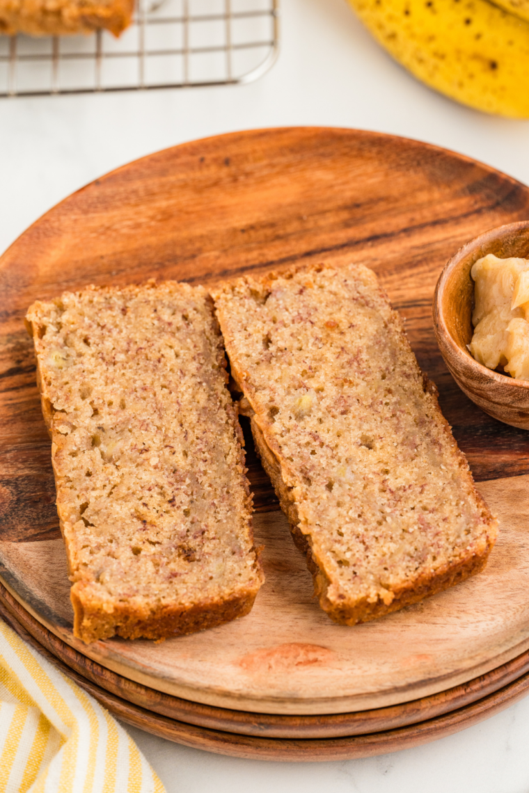 Freshly baked banana nut bread cooling after cooking in the air fryer