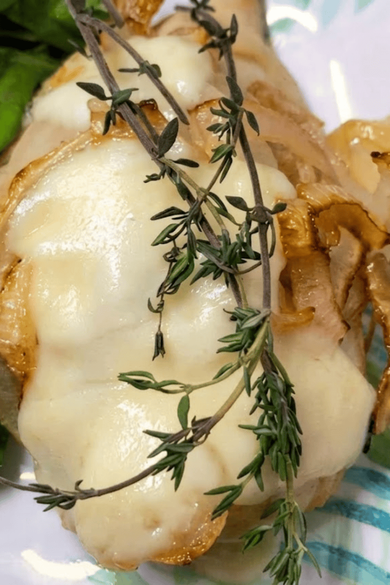 Air Fryer French Onion Chicken Breast with Fontina Cheese — easy 30-minute gluten-free dinner recipe