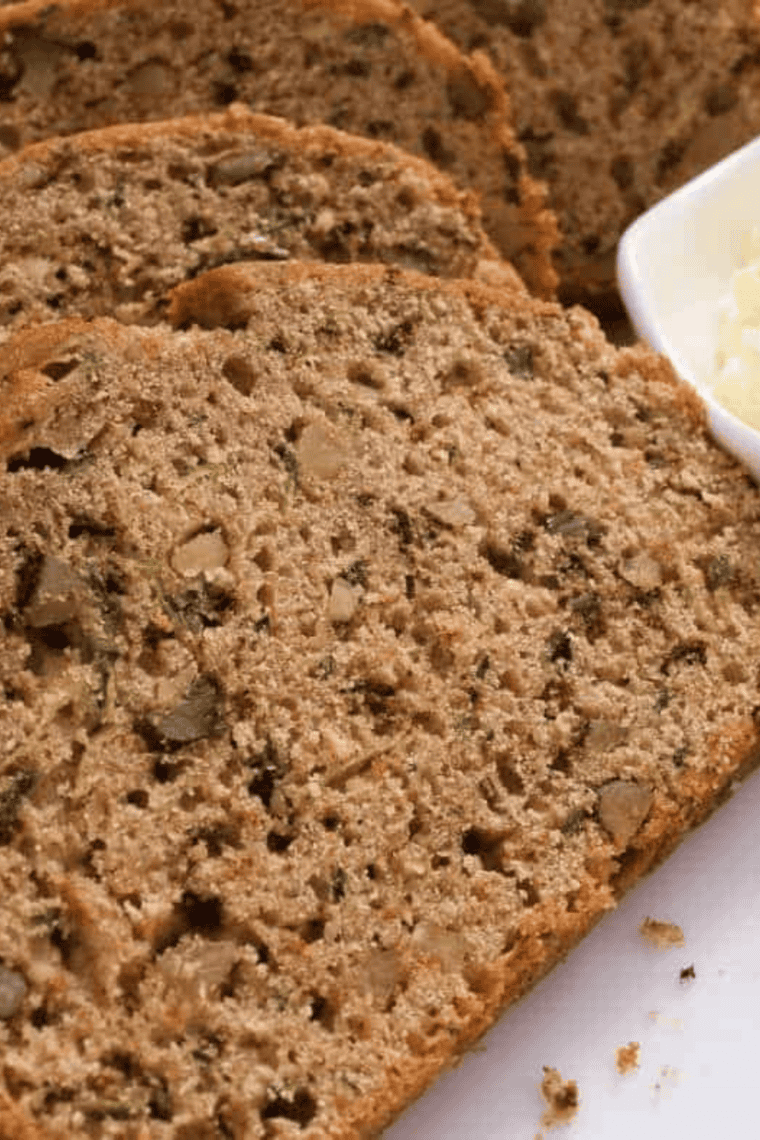Air Fryer Zucchini Pumpkin Quick Bread – golden loaf with zucchini and pumpkin, sliced and ready to serve.