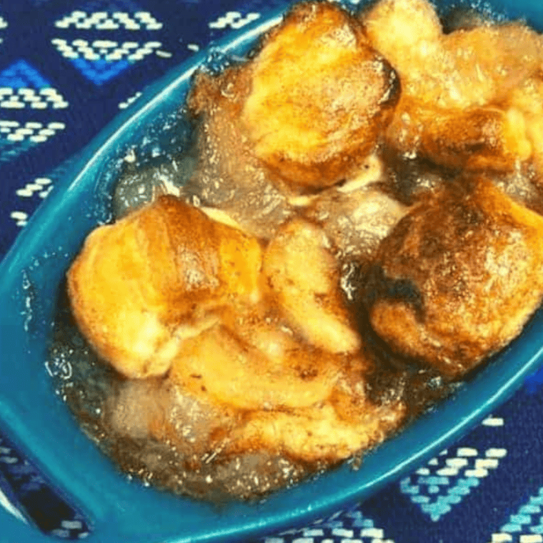 Close up of Air Fryer Apple Pie Biscuit Casserole.