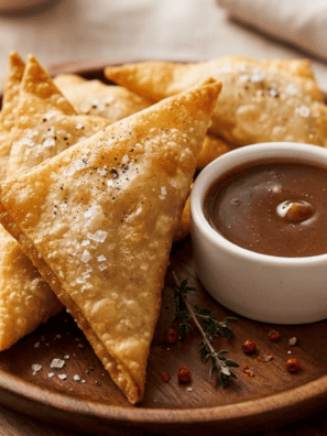 Crispy Air Fryer Apple Pie Wontons made with just 4 ingredients in 10 minutes. The easiest apple dessert — perfect for fall snacks, parties, and quick treats.