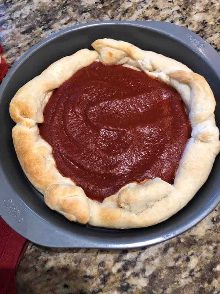 Air Fryer Deep Dish Pepperoni Pizza