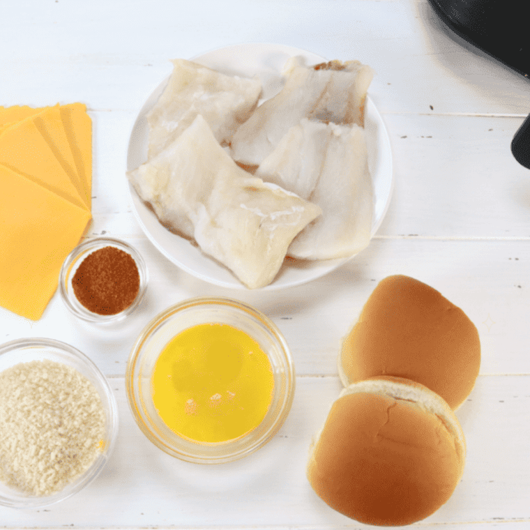 Ingredients needed for Culver's Fish Sandwich Recipe on kitchen table.