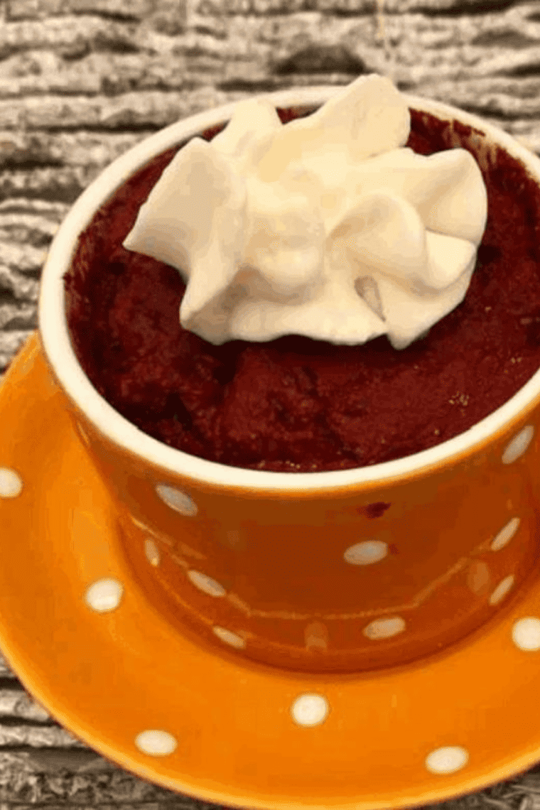 Air Fryer Red Velvet Mug Cake