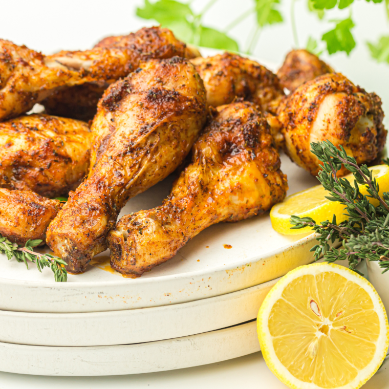 Crispy Air Fryer Cajun Chicken Drumsticks with Lemon