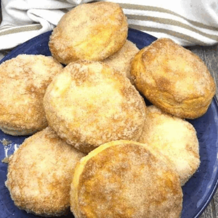 Plate of Easy Air Fryer Chinese Donuts on blue plate.