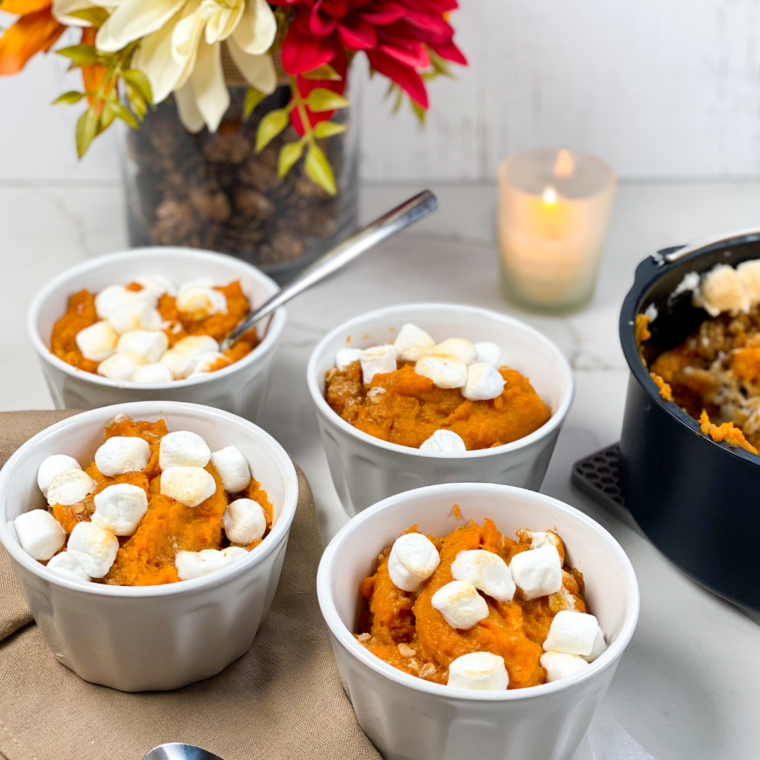 Boston Market sweet potato casserole served warm with a golden streusel topping.