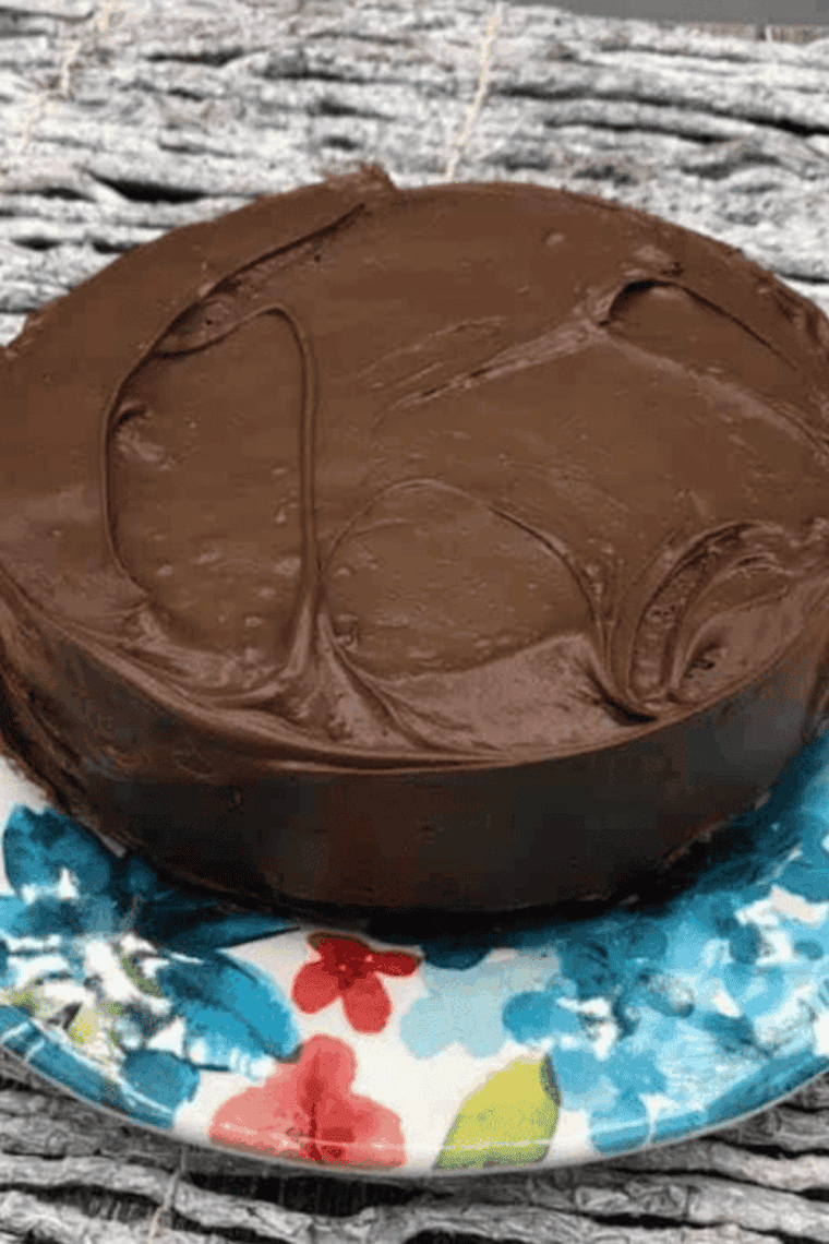 Three ingredient air fryer Nutella cake sliced and ready to serve.