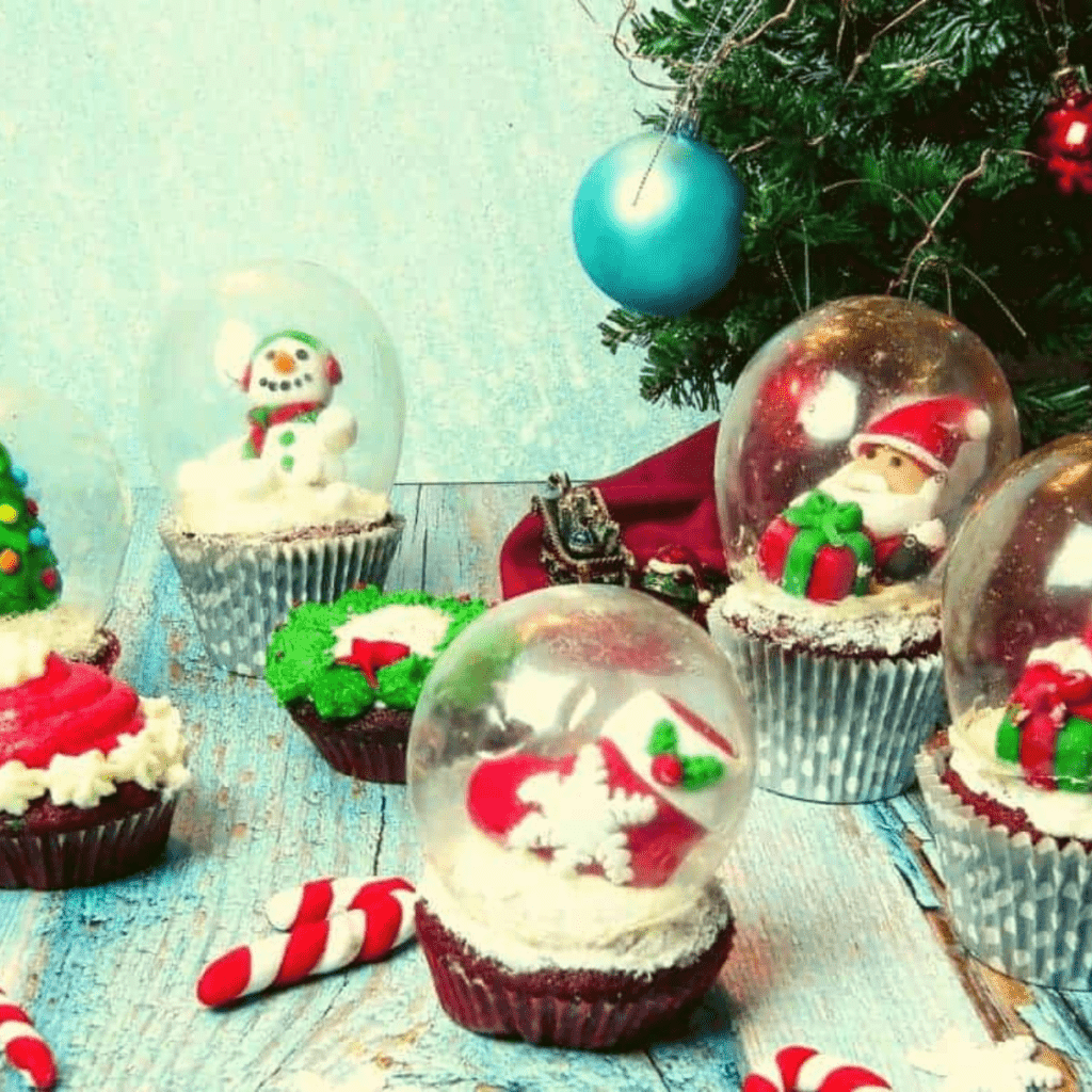 AIR FRYER CHRISTMAS RED VELVET SNOW GLOBE CUPCAKES