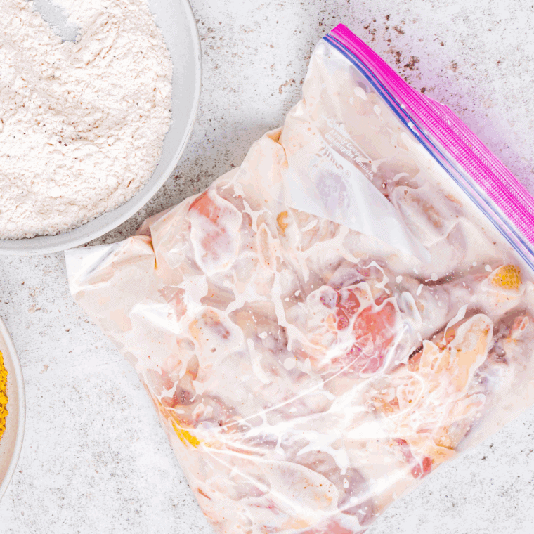 Soak the chicken tenders in a large zipoc bag.