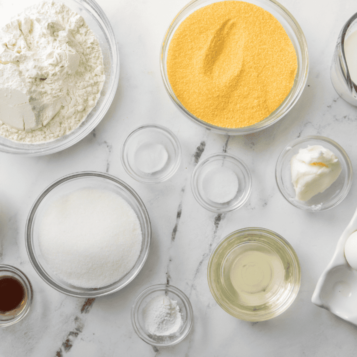 Boston Market Cornbread Recipe ingredients on kitchen table.