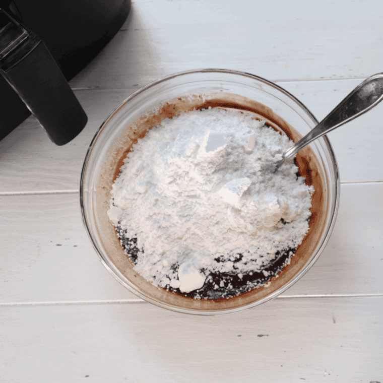 Mix the cake ingredients in a large mixing bowl.