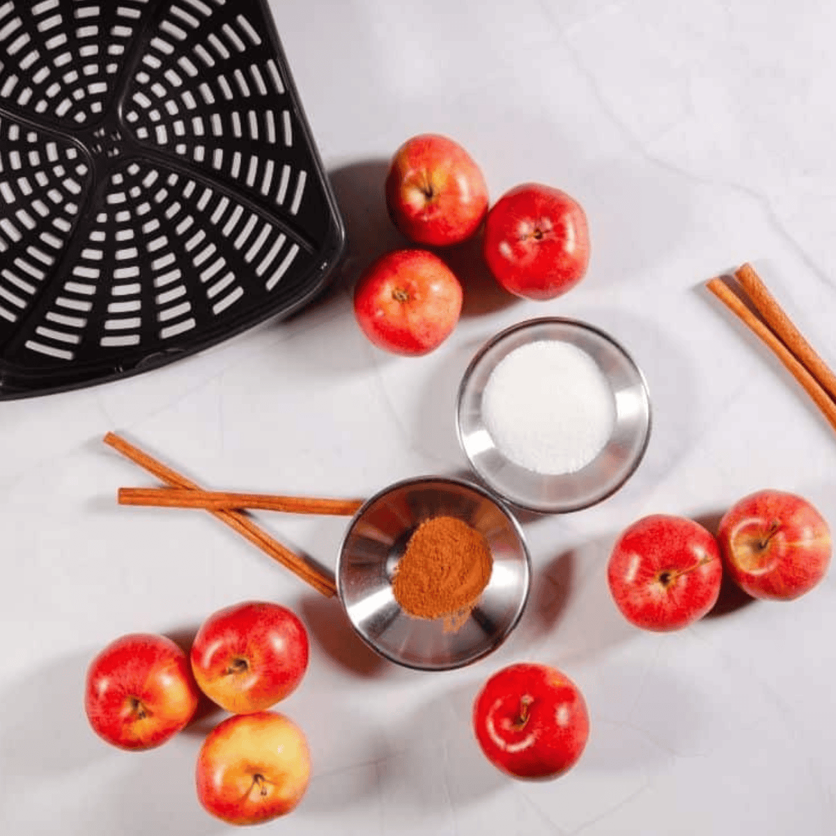 Ingredients needed for How to Make Seneca Apple Chips in the Air Fryer on the kitchen table.