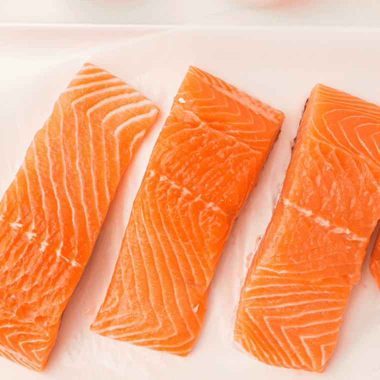 Ingredients for air fryer breaded salmon including salmon fillets, panko, parmesan, egg, and lemon