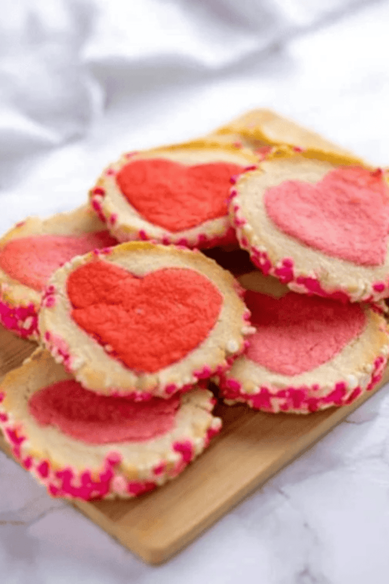 Buttery slice-and-bake cookies baked in an air fryer, decorated for the holidays.