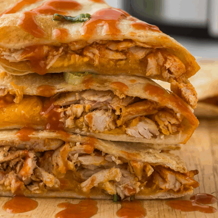 Slice quesadillas and serve with ranch dressing on the side for dipping.