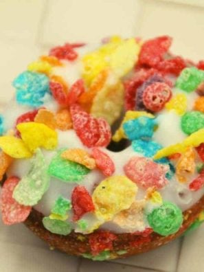 Air Fryer Fruity Pebble Donuts
