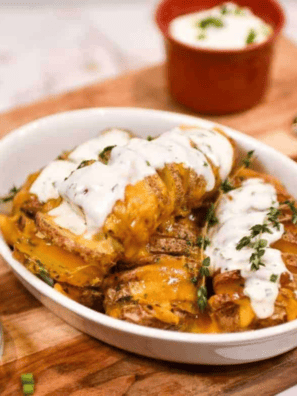 air fryer cheesy hasselback potatoes