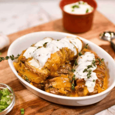 air fryer cheesy hasselback potatoes