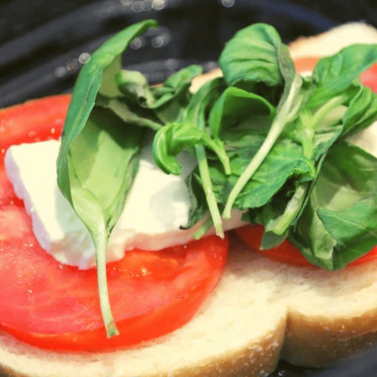 Add the ingredients to the sandwich in the air fryer basket.