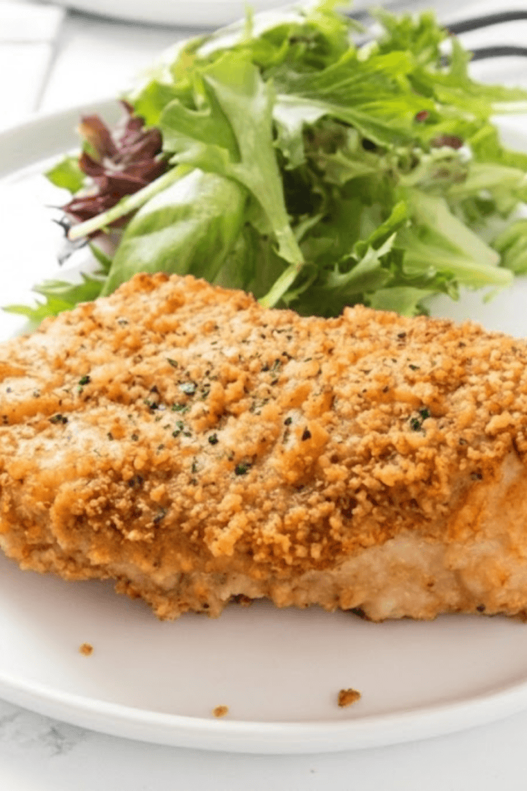 Golden brown shake and bake chicken cooked in the air fryer