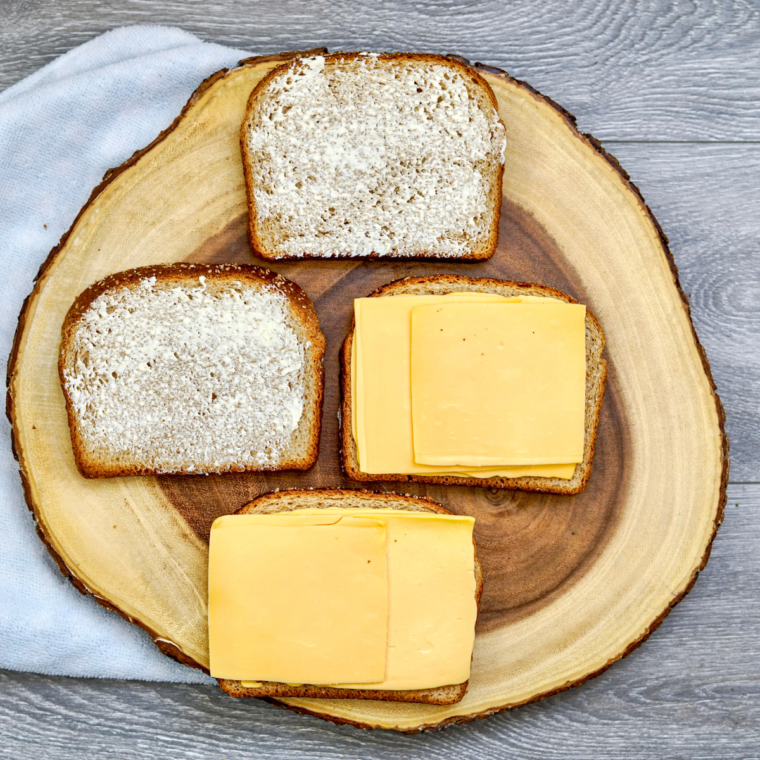 Assemble the grilled cheese sandwich.