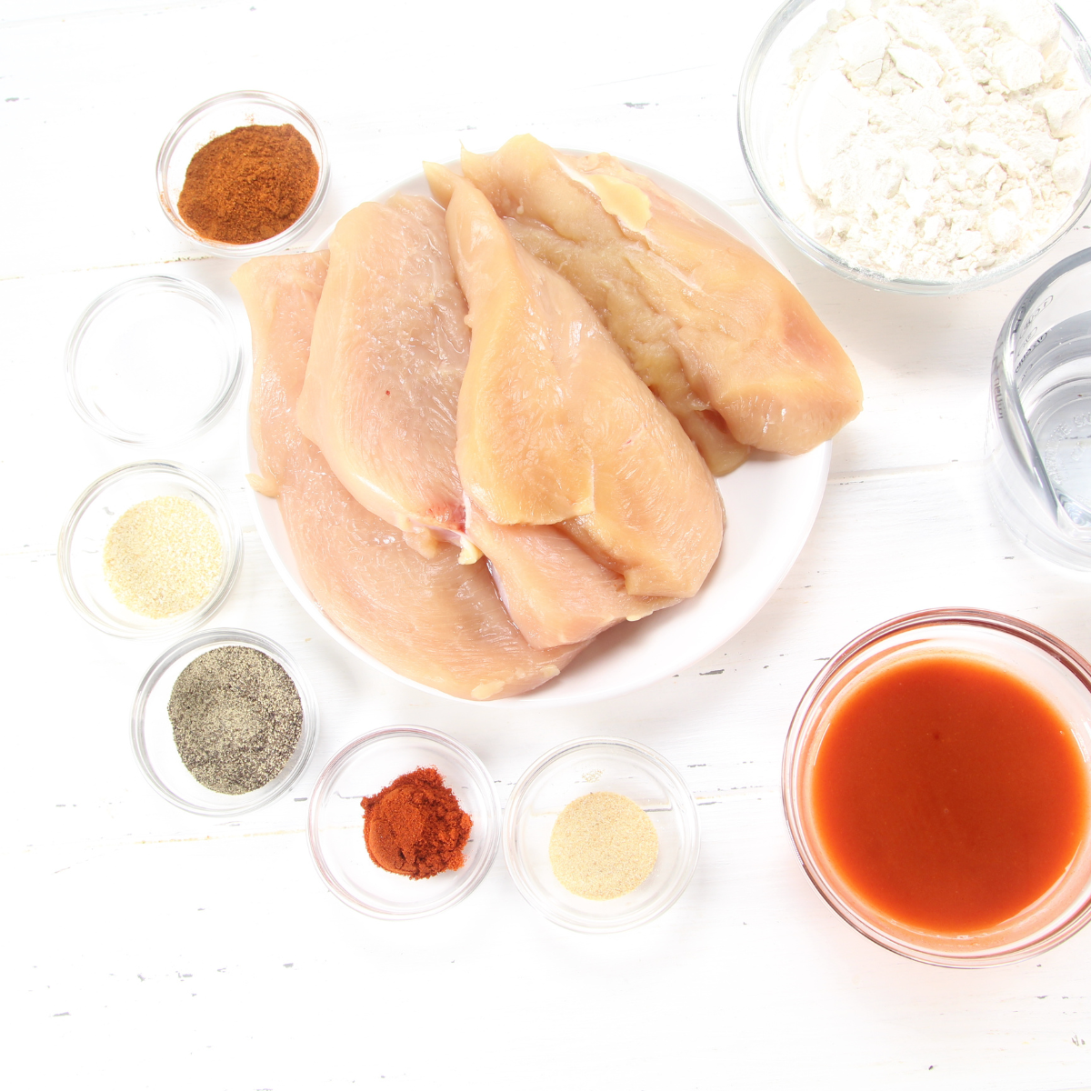 Ingredients Needed For Air Fryer Wendy’s Spicy Chicken Sandwich on kitchen table.