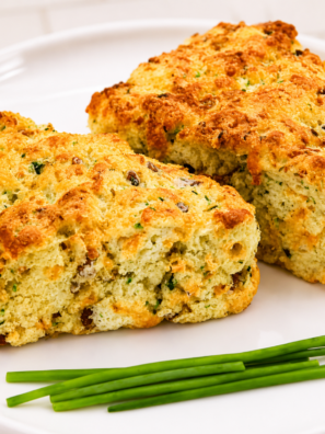 Air Fryer Zucchini Bacon Cheddar Scones are savory, fluffy, and ready fast! Crispy bacon, sharp cheddar, and fresh zucchini in every flaky, golden bite.