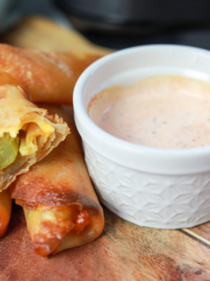 Air Fryer Cheesy Ham & Pickle Egg Rolls