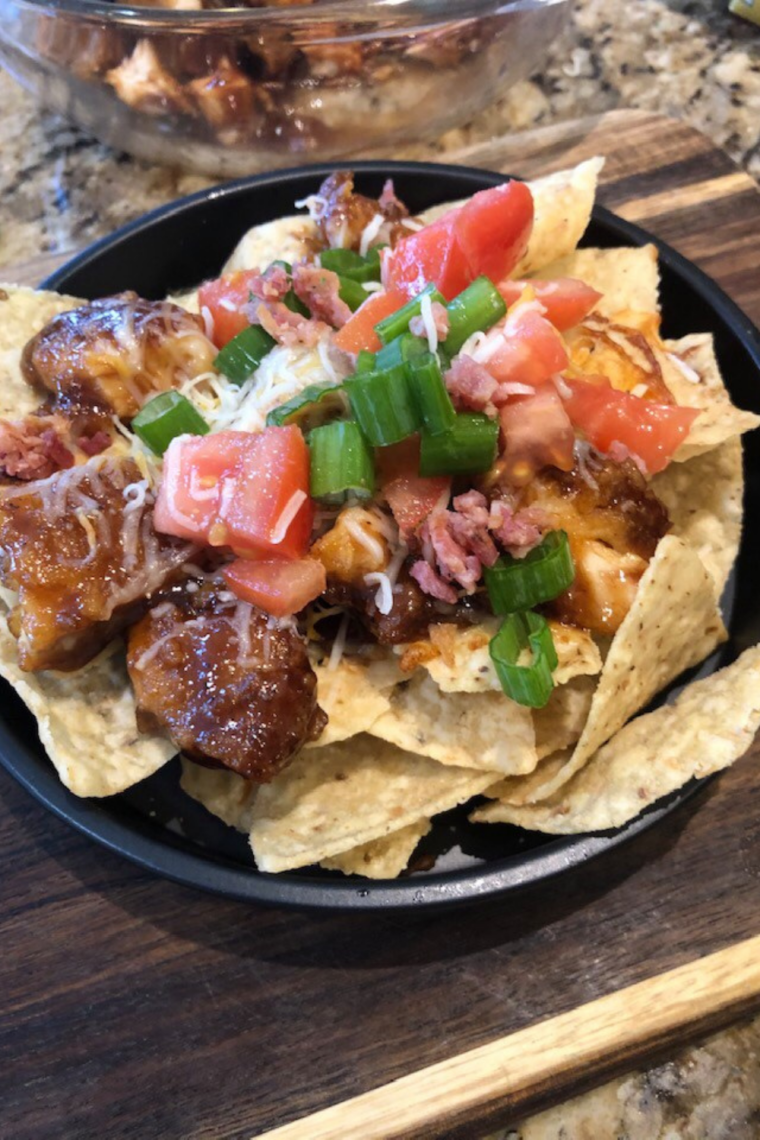 Air Fryer Loaded BBQ Chicken Nachos