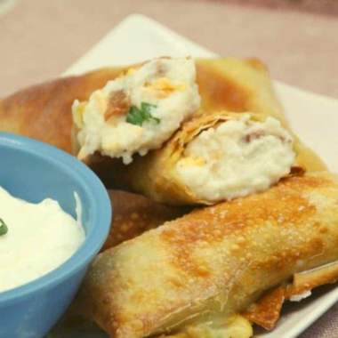 Air Fryer Loaded Mashed Potato Egg Rolls