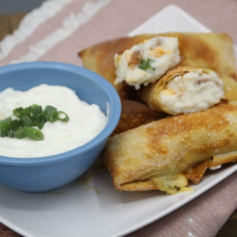 Air Fryer Loaded Mashed Potato Egg Rolls