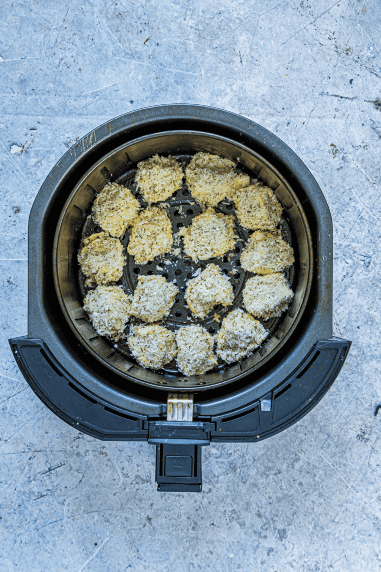 Preheat the Air Fryer
Empty air fryer basket preheating to 375 degrees before cooking tortellini