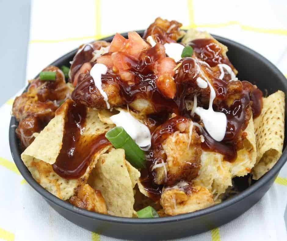 Air Fryer Loaded BBQ Chicken Nachos