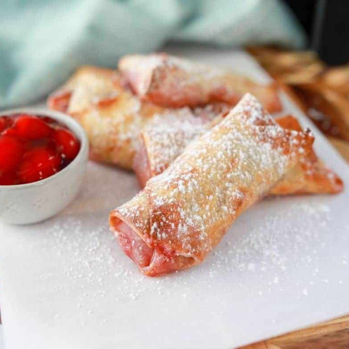 air fryer cherry cheesecake egg rolls