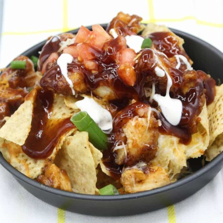Air Fryer Loaded BBQ Chicken Nachos