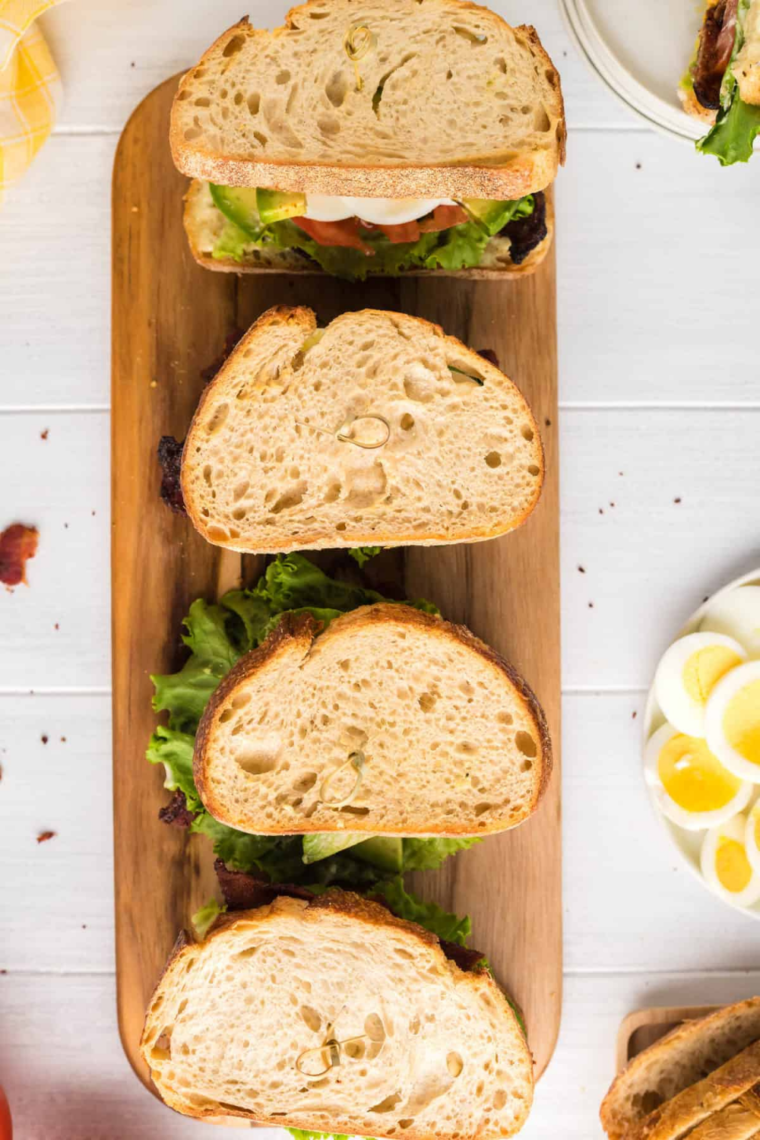 Air fryer BLT variation with avocado slices added