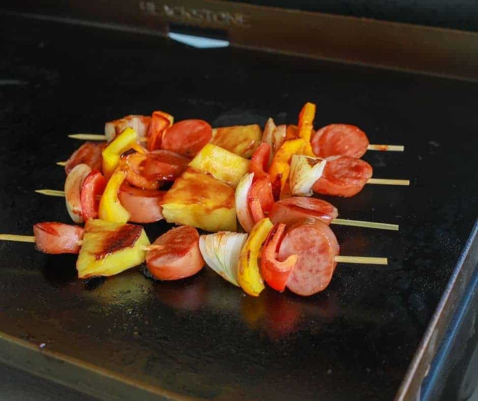 Blackstone Griddle Hawaiian Kielbasa Kabobs