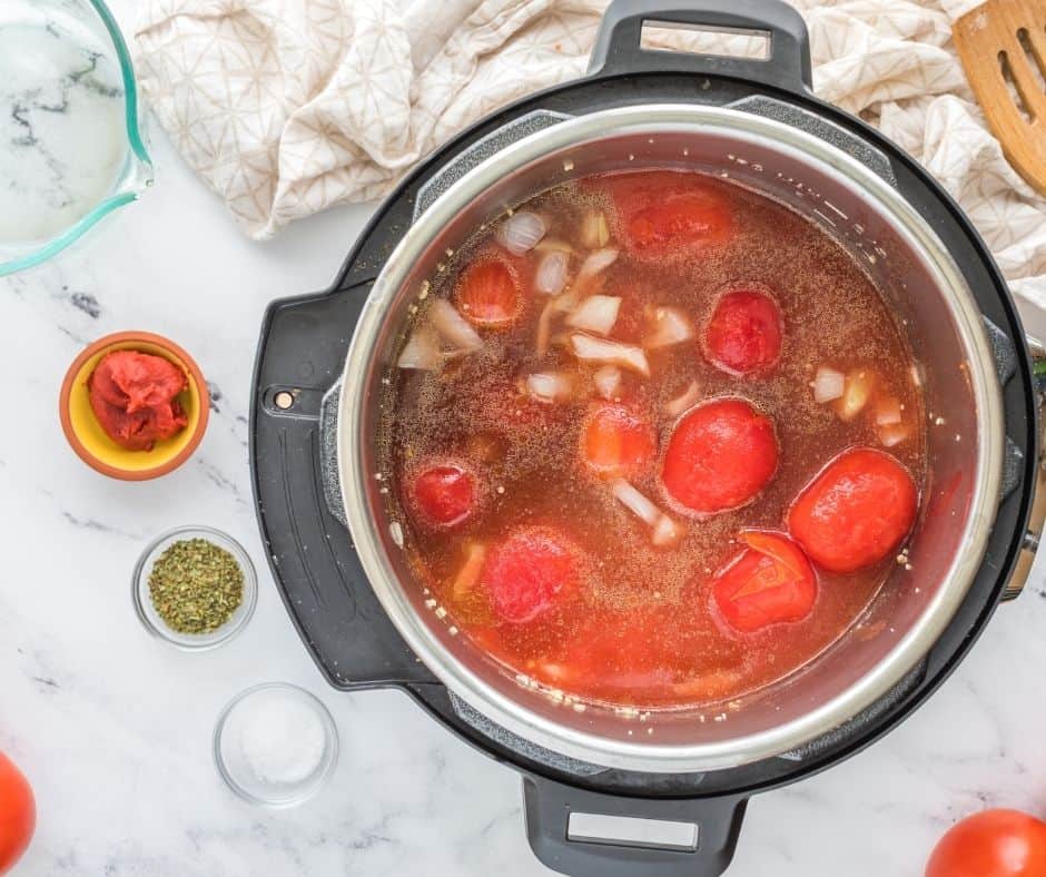 "Sautéing onions and garlic in the Instant Pot before adding tomatoes for a richer flavor."