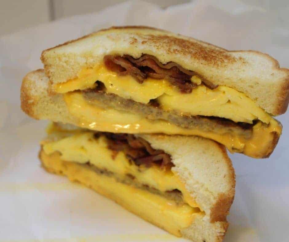 Air Fryer Sausage, Bacon, and Egg Sandwich