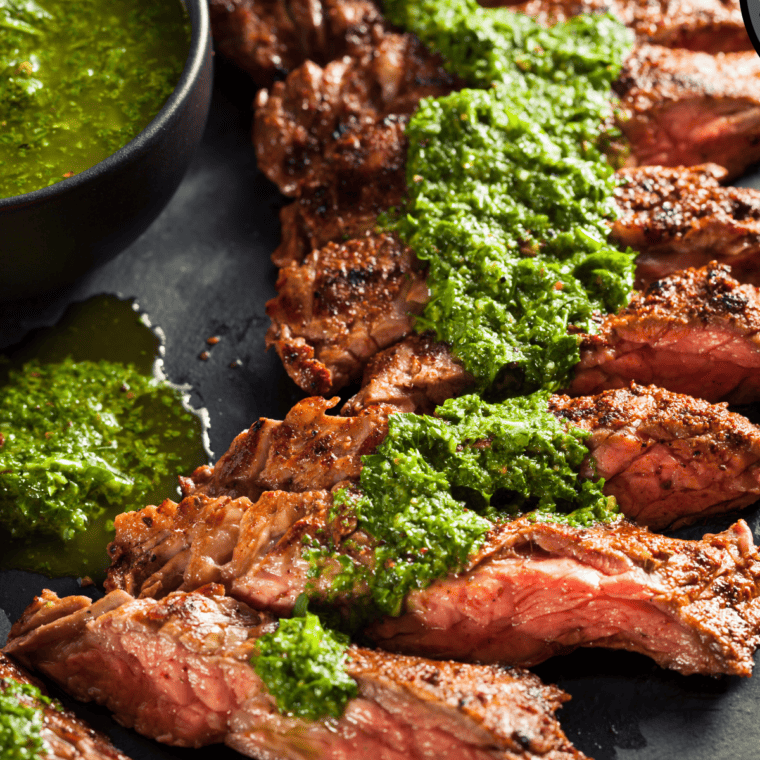 A vibrant bowl of homemade Bonefish Grill chimichurri sauce, featuring fresh herbs, garlic, and a tangy green color.
