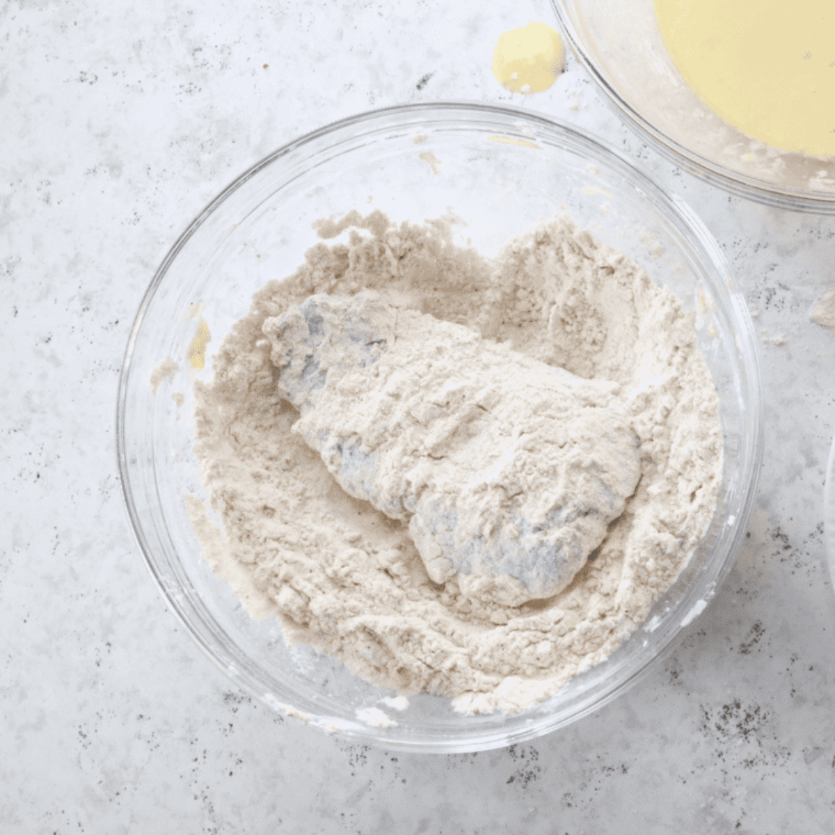 Coat the cube steaks into the flour mixture, coating both sides.
