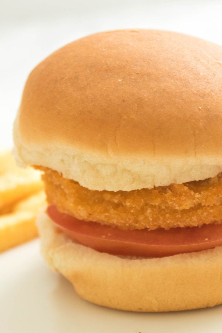 crispy air fryer frozen chicken patties cooked golden brown on plate