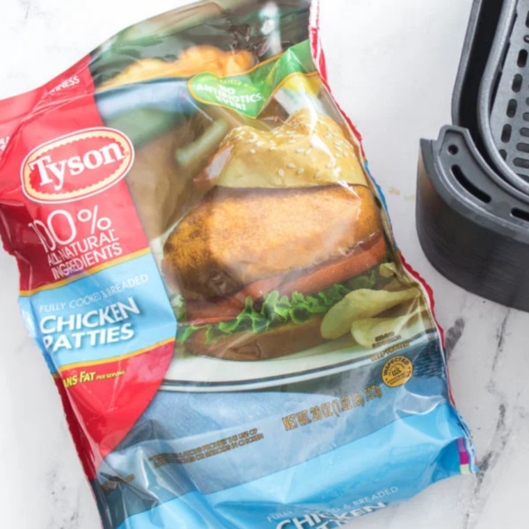 air fryer preheating to 400°F ready for cooking chicken patties