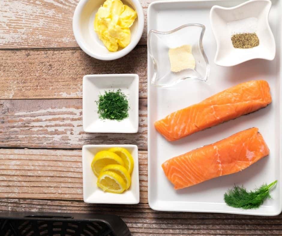 ingredients required for Air Fryer Lemon Dill Salmon.