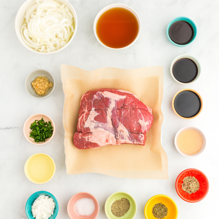 Ingredients Needed for Air Fryer Tri-Tip Roast on kitchen table.