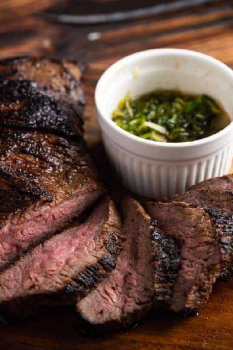Close up of Juicy Air Fryer Tri Tip Steak.